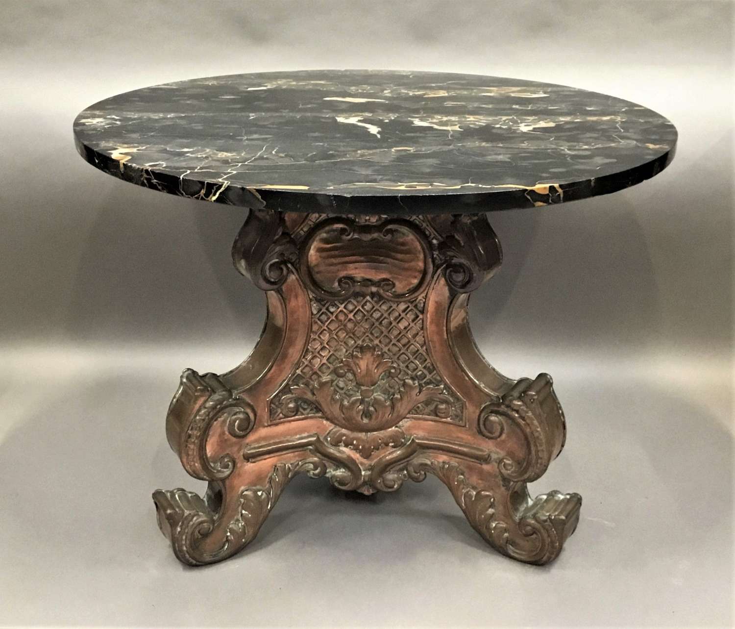 Italian copper and marble low centre table / coffee table