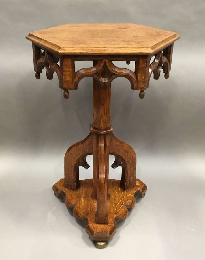 C19th Gothic oak occasional table
