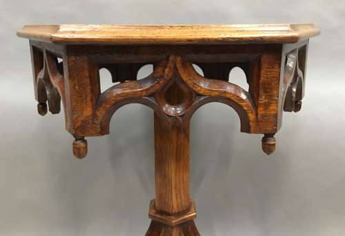C19th Gothic oak occasional table