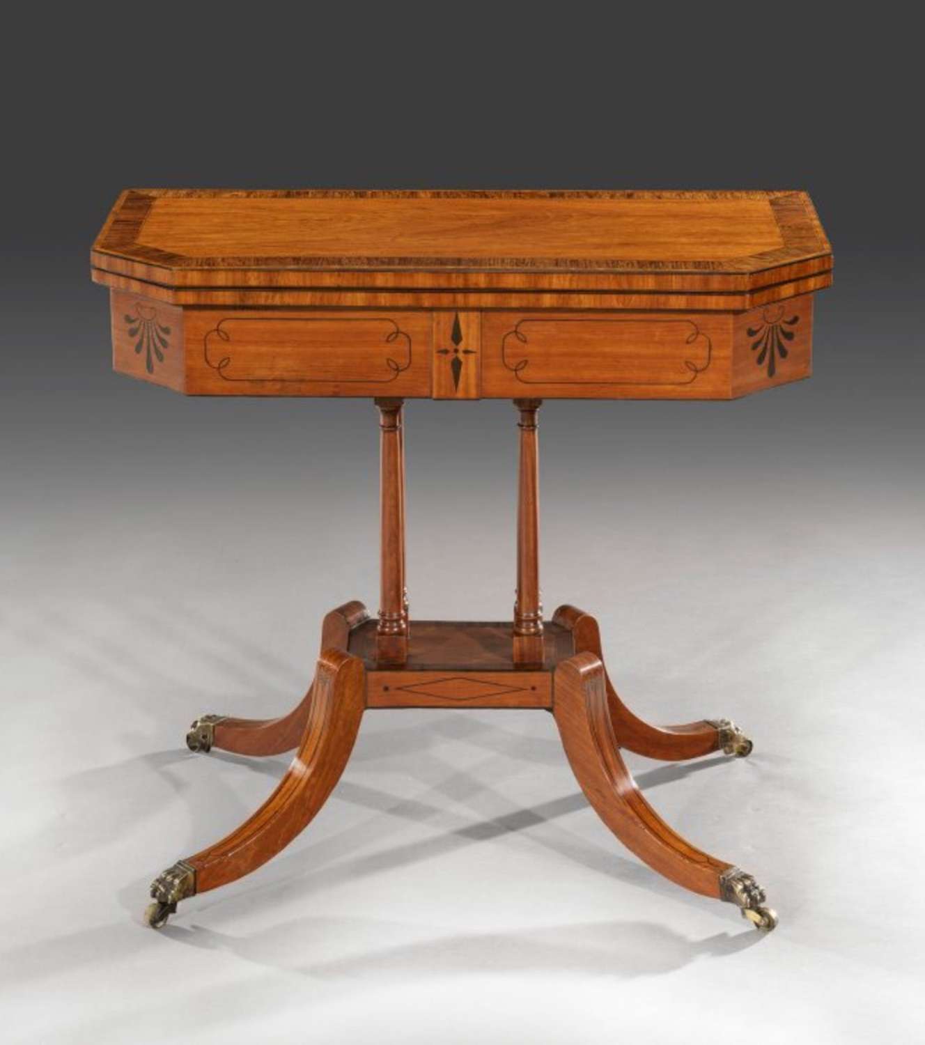 George III satinwood card table of unusually small proportions