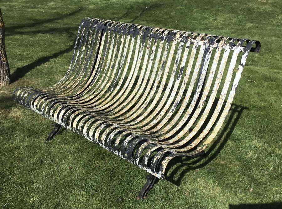 C19th unusual French iron garden seat / bench