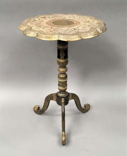 Late C19th Kashmir table with fine detailed paintwork