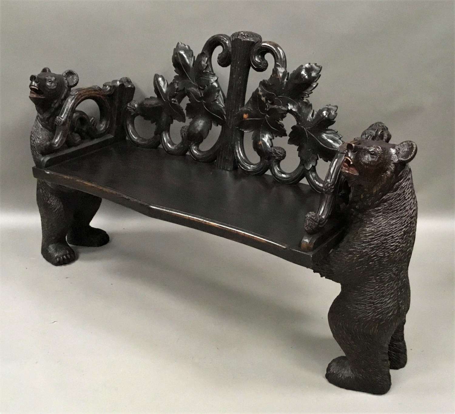 C19th Black Forest bear hall seat / bench