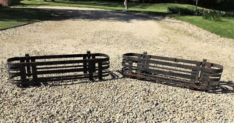 Early C20th pair of wrought iron window boxes (7 in total available)