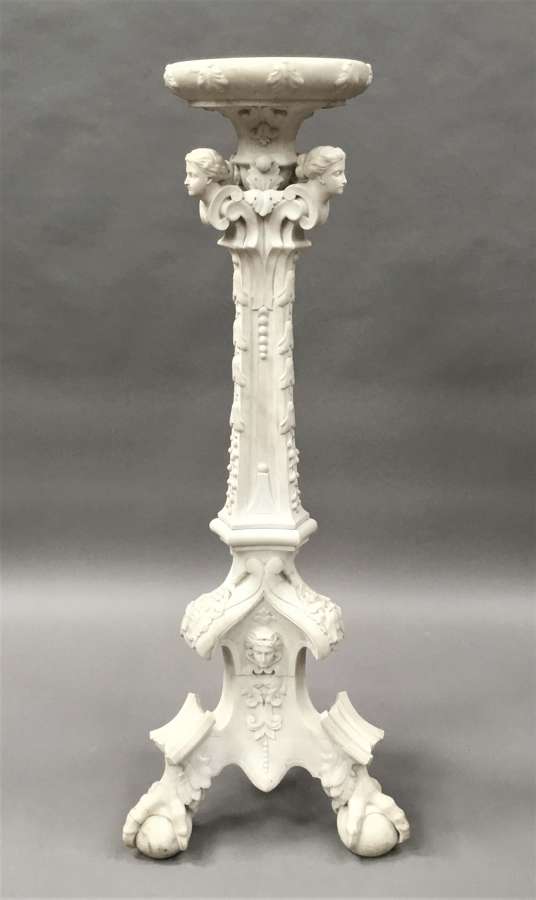C19th Italian carved 'Carrara' marble torchere stand