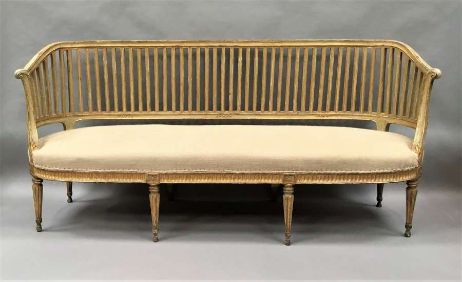 C18th Italian painted and giltwood neoclassical settee