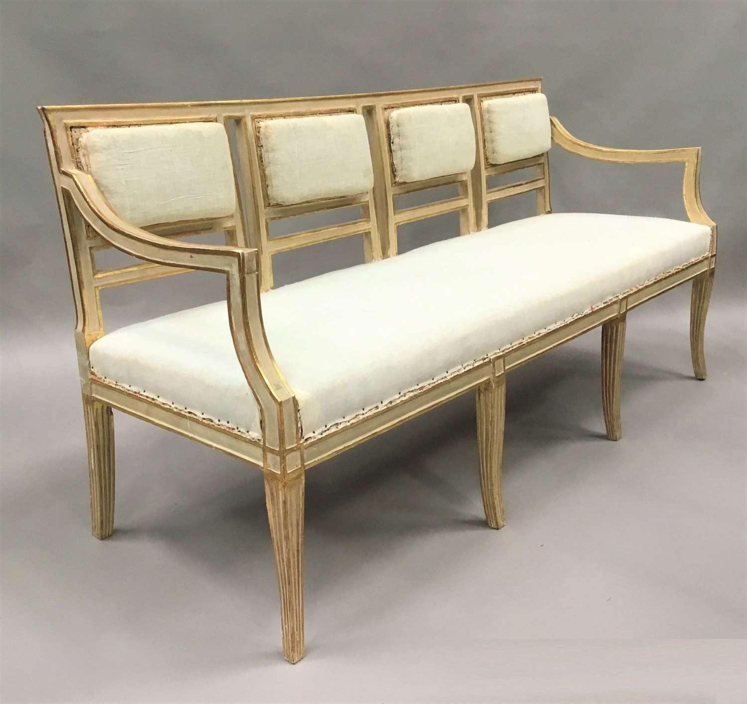 C19th Italian painted and parcel gilt settee