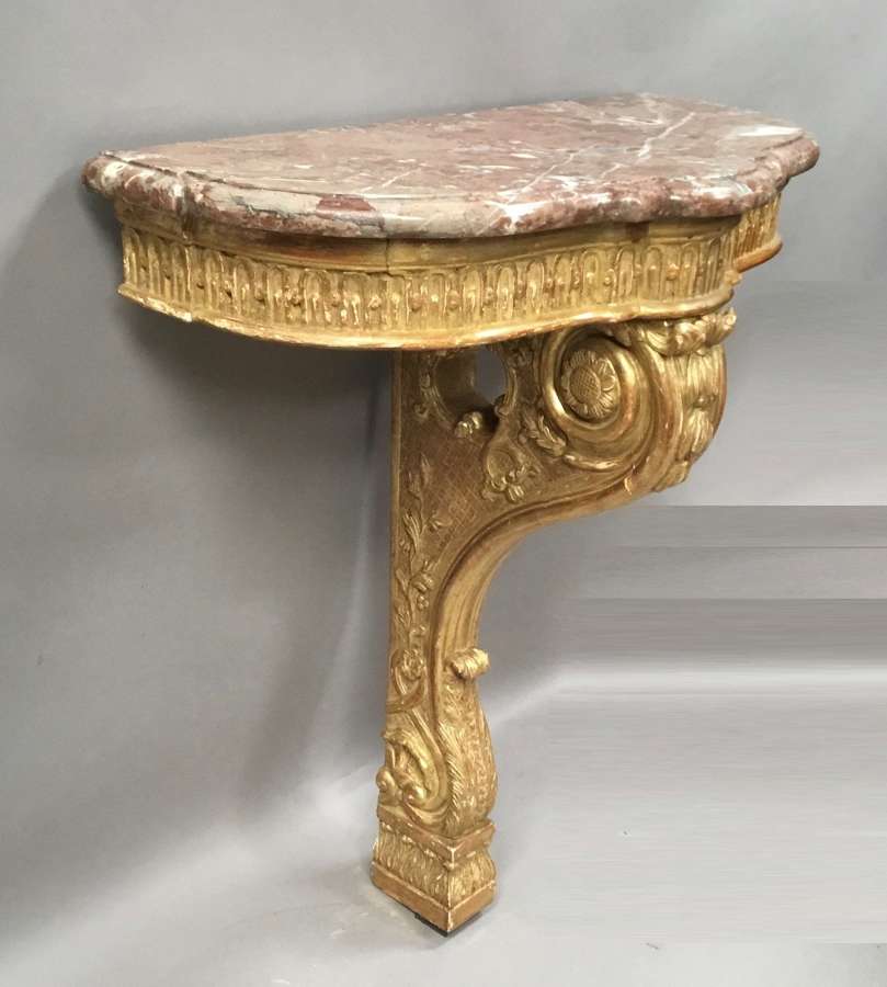 C19th Louis XV carved giltwood console table