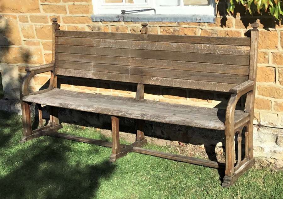 C19th oak orangery bench / garden seat