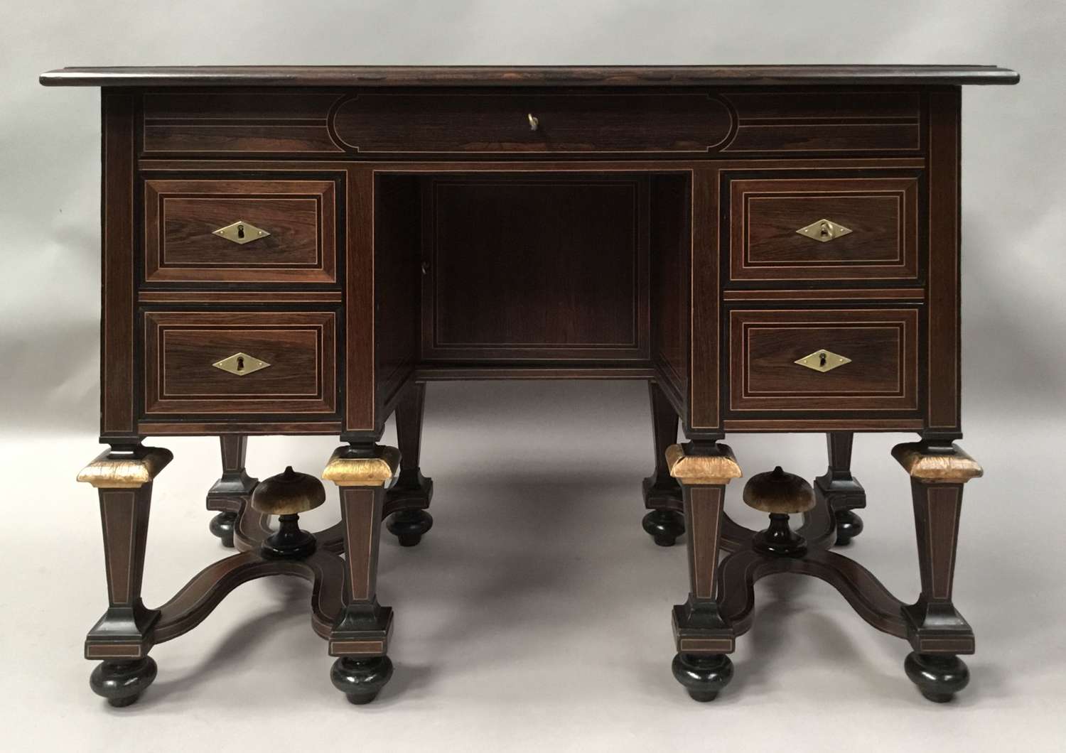 C19th French rosewood kneehole desk / bureau mazarin