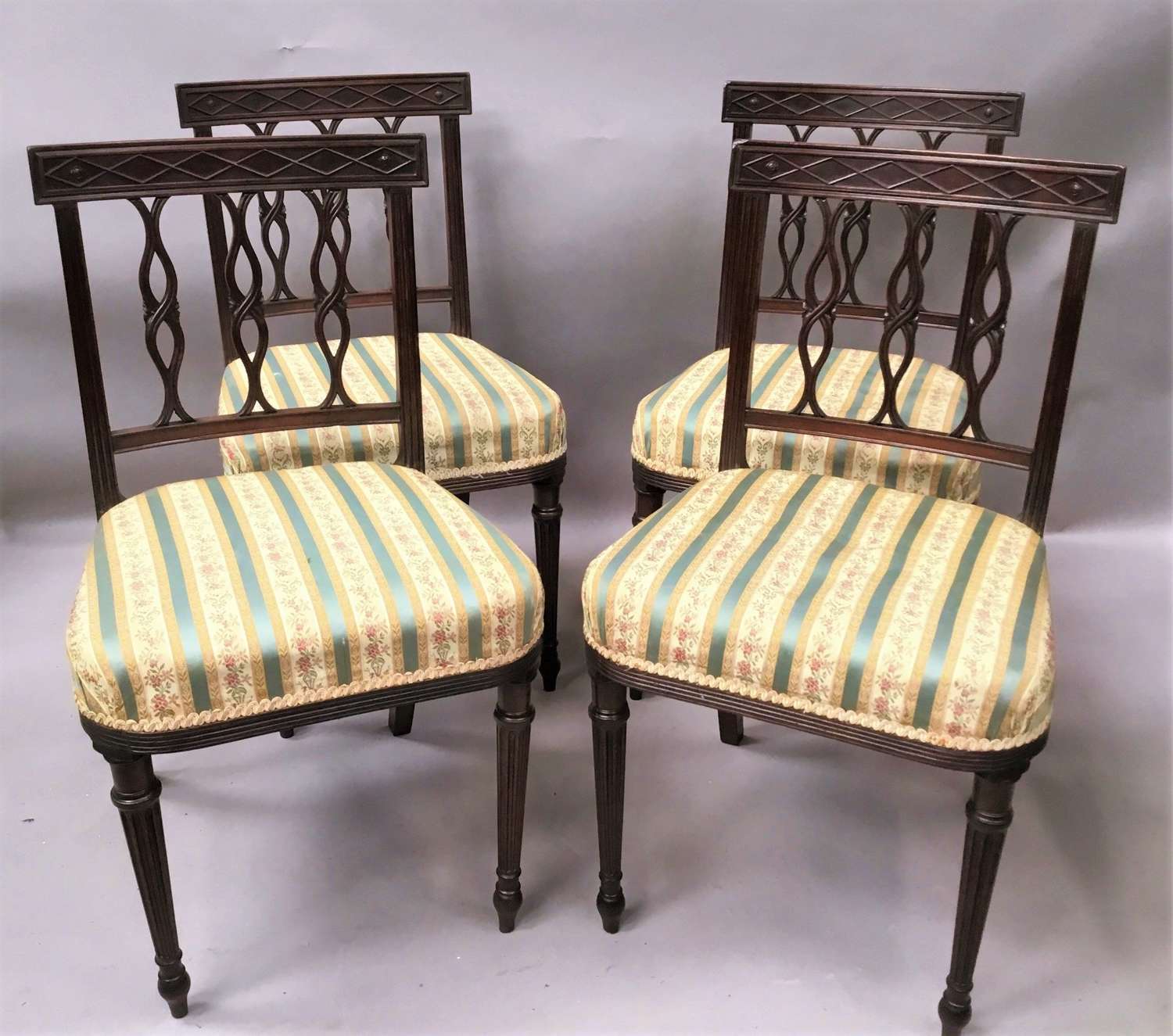 George III set of 4 mahogany dining chairs