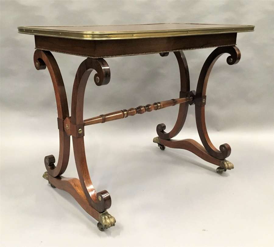 Smart Regency rosewood brass mounted centre table