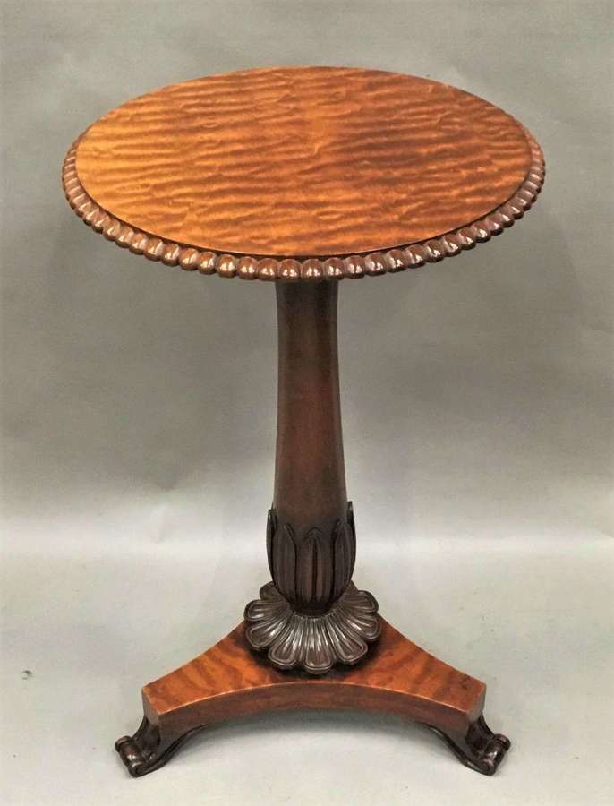 Regency unusual fiddleback  mahogany occasional table