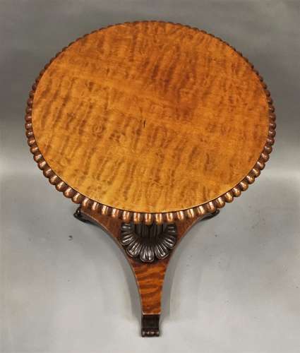 Regency unusual fiddleback  mahogany occasional table