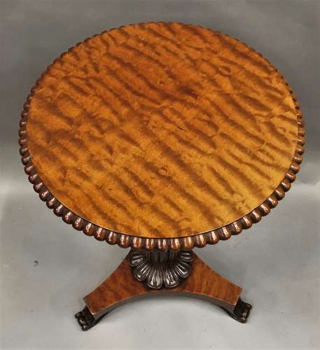 Regency unusual fiddleback  mahogany occasional table