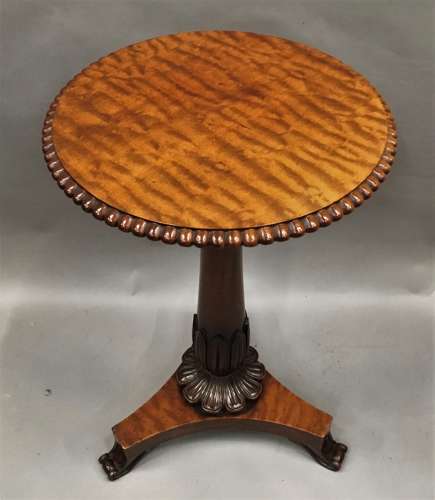 Regency unusual fiddleback  mahogany occasional table