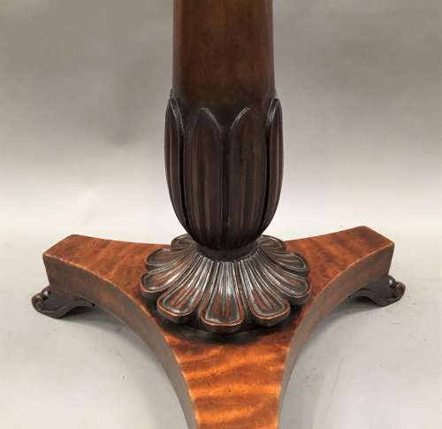 Regency unusual fiddleback  mahogany occasional table