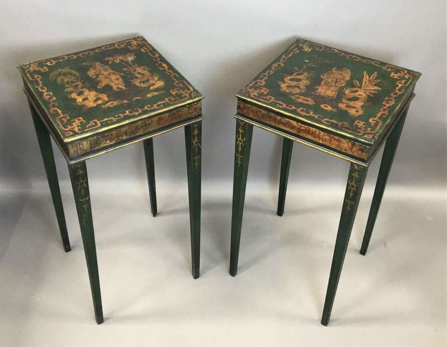 C19th pair of Chinoiserie painted occasional tables