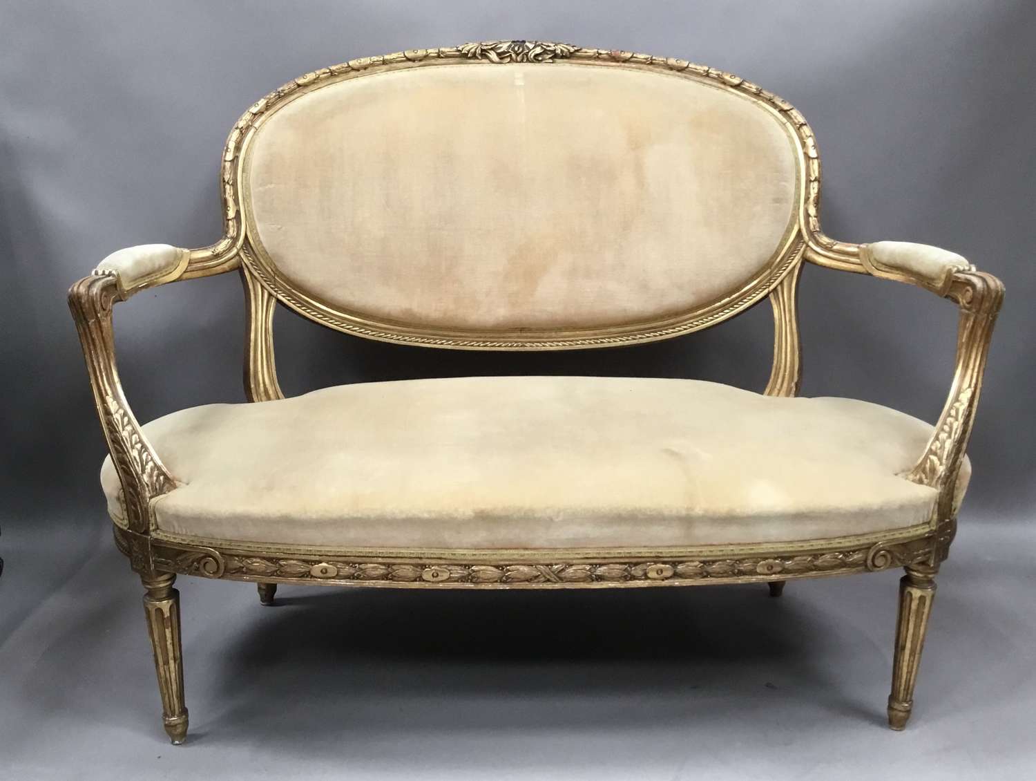 C19th carved giltwood Louis XVI style settee