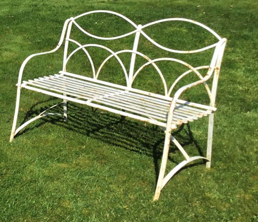 Early C20th twin seat wrought iron garden seat/bench