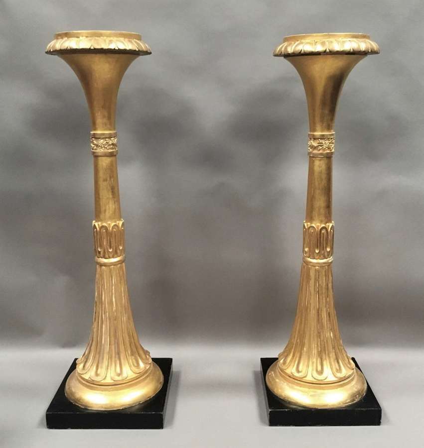 Regency pair of giltwood neoclassical torchere / stands