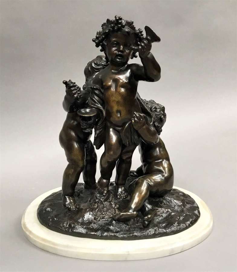 C19th large bronze sculpture of Bacchanalian group