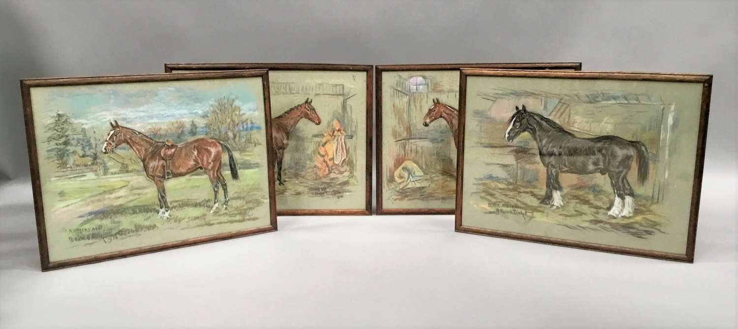 Interesting early C20th set of four ‘Irish’ pastel horse paintings