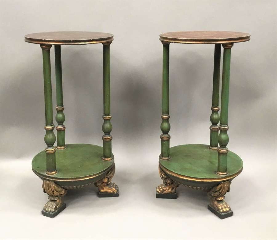 Impressive C19th pair of painted Swedish occasional tables / stands