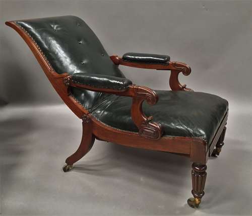 A significant late Regency mahogany and leather Daws library chair