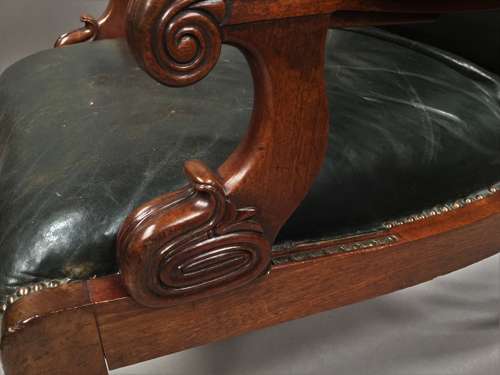 A significant late Regency mahogany and leather Daws library chair