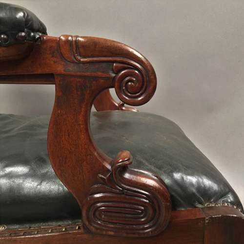 A significant late Regency mahogany and leather Daws library chair