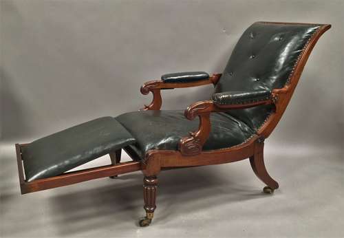 A significant late Regency mahogany and leather Daws library chair