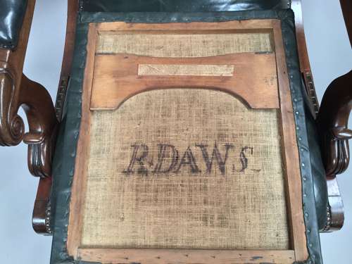 A significant late Regency mahogany and leather Daws library chair