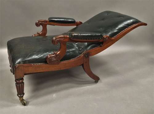 A significant late Regency mahogany and leather Daws library chair