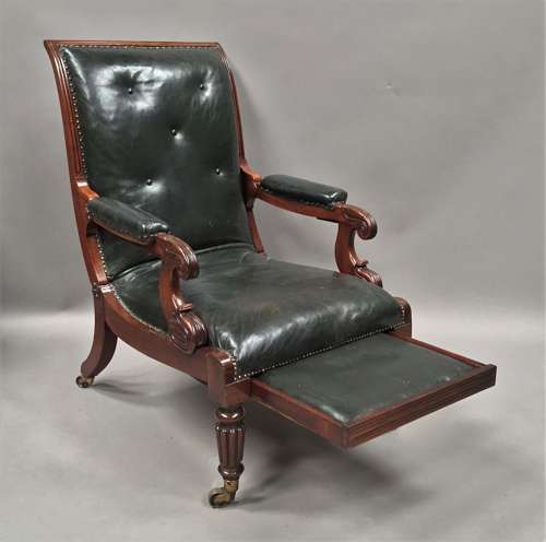 A significant late Regency mahogany and leather Daws library chair