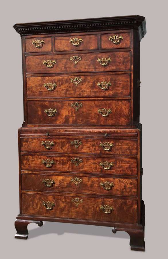 An exceptional mid C18th mahogany tallboy / chest on chest