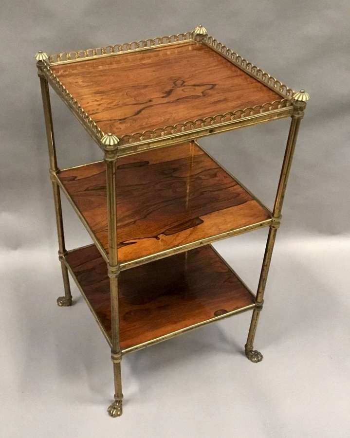 Exceptional Regency rosewood and gilt brass etagere / whatnot