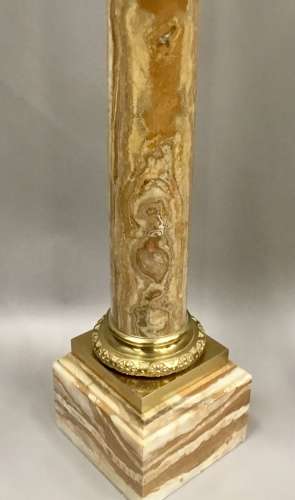A splendid C19th pair of marble and ormolu pedestal columns