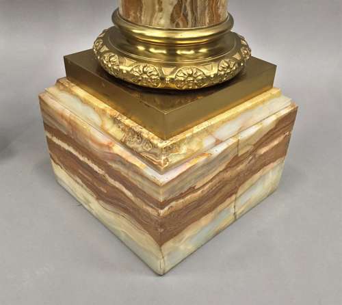 A splendid C19th pair of marble and ormolu pedestal columns