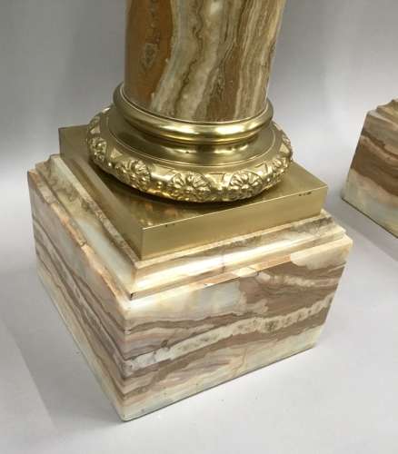A splendid C19th pair of marble and ormolu pedestal columns