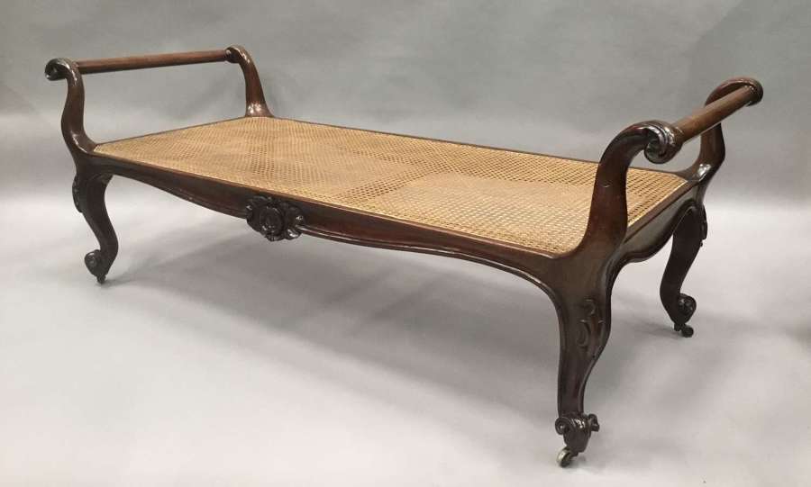Impressive mid C19th mahogany large window seat/centre stool