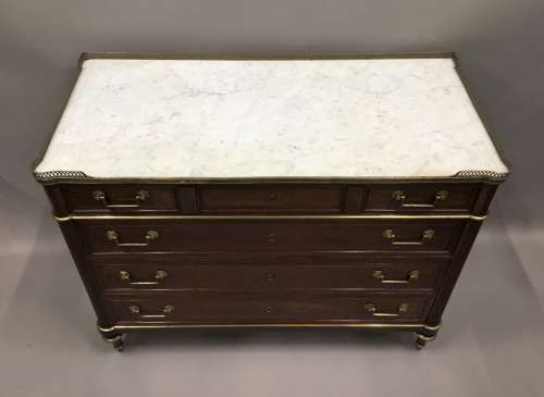 Late C18th Louis XVI neoclassical figured mahogany commode