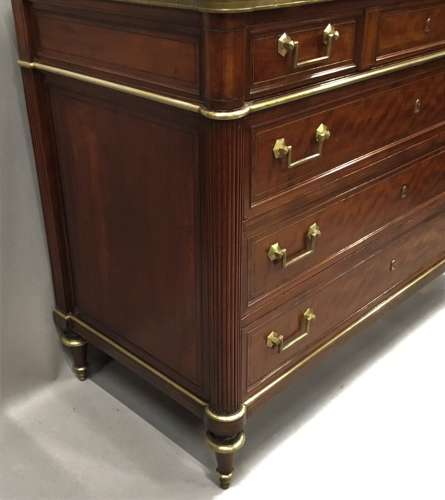 Late C18th Louis XVI neoclassical figured mahogany commode