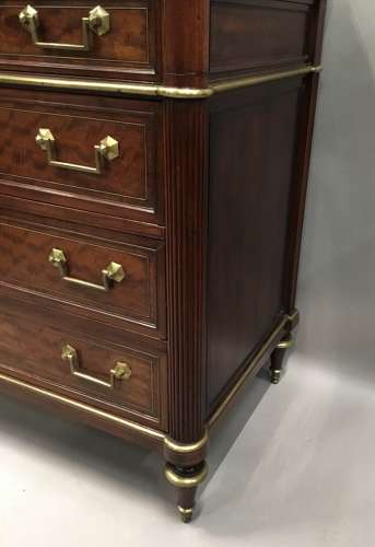 Late C18th Louis XVI neoclassical figured mahogany commode