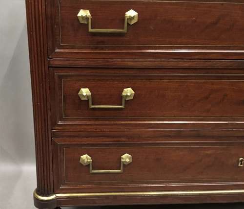 Late C18th Louis XVI neoclassical figured mahogany commode