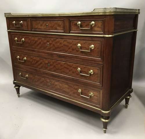 Late C18th Louis XVI neoclassical figured mahogany commode