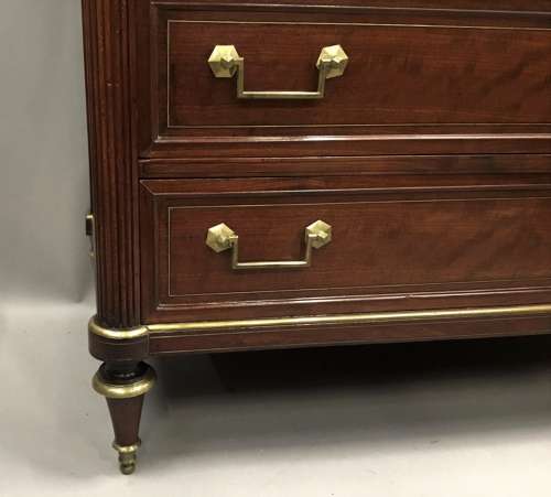 Late C18th Louis XVI neoclassical figured mahogany commode