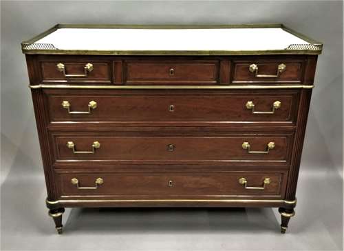 Late C18th Louis XVI neoclassical figured mahogany commode