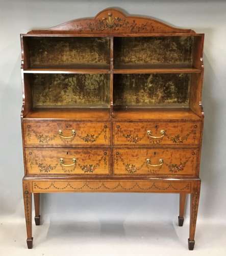 George III satinwood bookcase/cabinet