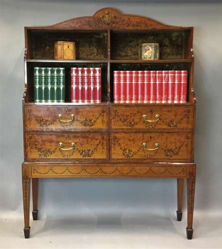 George III satinwood bookcase/cabinet